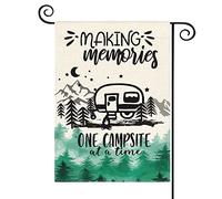 Drapeau Jardin Créer Des Souvenirs, Un Emplacement De Camping À La Fois Imperméable Drapeaux Décoratif Suspendre Bannière De Cour Pour Balcon D'Intérieur Extérieure 12X18 Inch