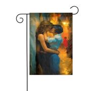 Drapeau Jardin Deux Amantes S'Enlaçant Dans Une Ruelle Sombre Imperméable Drapeau Décoratif Durable Bannière Pour Extérieure Bureaux Intérieur 12X18 Inch
