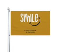 Drapeau Jardin Journée Internationale Du Sourire Double Face Bannière Décorative Amusant Drapeaux De Cour Pour Intérieur Vacances Bureaux 3X5 Ft