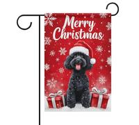 Drapeau Jardin Joyeux Noël Chien Caniche noir Bannière de Cour 12x18 Inch | Amusant Drapeau de Jardin Suspendre Bannière décorative pour Extérieure Maison Bureaux