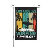 Drapeau Jardin Surf À Long Beach Los Angeles Californie Durable Drapeau De La Fierté Amusant Bannière De Cour Pour Pelouse Bureaux Extérieure 12X18 Inch