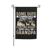 Drapeau J'Attends Toute Une Vie Pour Rencontrer Leur Compagnon De Chasse. Le Mien M'Appelle Grand-Père. Durable Drapeaux De Cour Double Face Bannière Pour Bureaux Porche 12X18 Inch