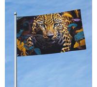 Drapeau jaune léopard amusant pour toutes les saisons pour décoration de dortoir, fête en plein air, 91 x 152 cm
