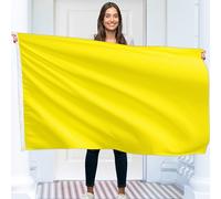 Drapeau jaune uni - Drapeau jaune uni - Impression recto verso - Polyester 90 g - Double couture - 2 œillets en laiton - Grand 90 x 150 cm (5 x 3 pieds)