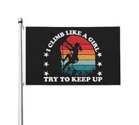 Drapeau Je Grimpe Comme Une Fille, J'Essaie De Suivre Décoratifs Bannière Protection Uv Drapeau Pirate Pour Patio Decor Four Seasons 3X5Ft