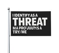 Drapeau « Je m’identifie comme une menace » pour Room Guys, drapeau double face personnalisé, décoration murale pour fête, 90 x 150 cm ; tapisserie murale « Je m’identifie comme une menace ».
