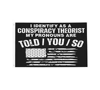 Drapeau Je M'Identifie Comme Un Théoricien Du Complot. Les Pronoms Sont Censurés. Grand Drapeau Décoration Traditionnel Bannière À Œillets, Pour Les Défilés, Jardin, Les Bureaux, 90x150cm