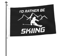 Drapeau Je Préférerais Être En Train De Skier Drapeau Militaire 2 Œillets Métalliques Imprimé Bannière À Œillets, Pour Les Bureaux, Les Défilés, Balcon, 90x150cm