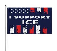 Drapeau « Je soutiens Ice » 90 x 150 cm - « Je soutiens Ice » - « Expulsez tous les clandestins » - Panneaux de jardin double face 3 plis pour la décoration extérieure