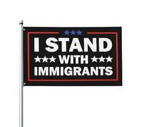 Drapeau « Je soutiens les immigrants » pour l'extérieur, 90 x 150 cm, anti-ICE, décoration de jardin ou de porche.