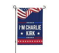 Drapeau « Je suis Charlie » avec support commémoratif Charlie Kirk 12x18, bannière de jardin double face pour pelouse de jardin, sans drapeau