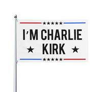 Drapeau « Je suis Charlie » avec support commémoratif Charlie Kirk 3x5 drapeaux décoration bannière de jardin extérieure