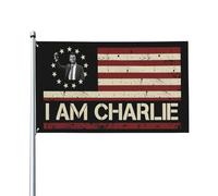 Drapeau « Je suis Charlie Kirk » 3 x 5 » Repose en paix avec œillets pour décoration de jardin, pelouse, intérieur ou