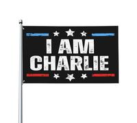 Drapeau « Je suis Charlie Kirk » 3x5 « Repose en paix » Bannière de jardin extérieur avec 2 œillets