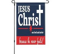 Drapeau Jésus Christ Notre Seigneur et Sauveur Croix Chrétienne Drapeau de Jardin Drapeaux Double Face Décoration de cour