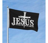 Drapeau « Jésus est le chemin, la vérité et la vie » 90 x 150 cm, bannière double face de bienvenue pour jardin, décoration murale colorée pour chambre d'étudiant