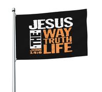 Drapeau Jésus Est Le Chemin, La Vérité Et La Vie Bannière Éclatantes Suspendre Drapeau De Cour Pour Événement Clubs Intérieure 90X150Cm