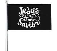 Drapeau Jésus Est Mon Sauveur Grand Drapeau 2 Œillets Métalliques Décoration Bannière À Œillets, Pour Balcon, Les Bureaux, Les Défilés, 90x150cm