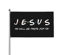 Drapeau Jésus, il sera là pour vous, couleurs vives, résistant aux UV, parfait pour la décoration intérieure et extérieure, bannière en polyester simple face de 3 x 5 pieds avec œillets en laiton