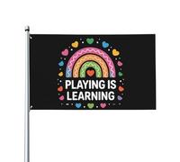 Drapeau « Jouer, c’est apprendre » 90 x 150 cm, double face, décoration murale humoristique pour la maison, le jardin et la terrasse ; tapisserie « Jouer, c’est apprendre » pour le bureau.