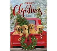 Drapeau Joyeux Noël, Red Truck Holiday Drapeau De Bienvenue Imprimé Couleurs Vives Bannière, Pour D'Intérieur, Balcon, Jardin, 30x45cm