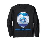 Drapeau juif en Forme de cœur du Lion d'Israël et étoile de David Manche Longue