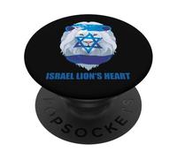 Drapeau juif en Forme de cœur du Lion d'Israël et étoile de David PopSockets PopGrip Adhésif