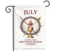 Drapeau Juillet Précieux Sang de Jésus Toutes les saisons 30x45cm | Bannière Décoration Drapeau De Jardin pour Maison intérieure Chambre à Coucher