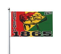 Drapeau Juneteenth Mois De L'Histoire Des Noirs Poing De La Victoire De La Fierté Couture Double Face Drapeau Pirate Double Face Bannière Pour Patio Home Bar 3X5Ft