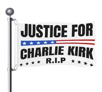 Drapeau Justice For Charlie Kirk, A True Patriott Charliekirk Flag Rest In Peace Charlie 1993 2025 Drapeaux de jardin, Pray Justice Assassination Shooting Hero Freedom Merch, pour décoration de jardin