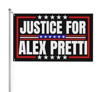 Drapeau « Justice pour Alex Pretti » 10 x 15 cm, double face, motif « Que Dieu bénisse Pretti », idéal pour festivals, fêtes et jours fériés (sans support).