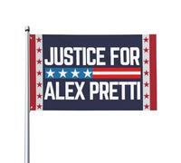 Drapeau « Justice pour Alex Pretti » 2x3, bannière « Que Dieu bénisse Pretti », tapisserie pour festival, fête ou vacances (sans support).