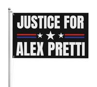 Drapeau « Justice pour Alex Pretti » 2x3, double face, motif « Que Dieu bénisse Pretti », bannière/tapisserie pour festival, fête ou vacances (sans support).