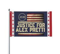 Drapeau « Justice pour Alex Pretti » 4x6, bannière « Que Dieu bénisse Pretti », tapisserie pour festival, fête ou vacances (sans support).