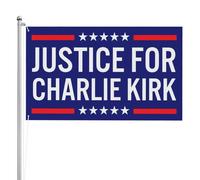 Drapeau « Justice pour Charlie Kirk » double face, durable, résistant à la décoloration, en polyester 300D, pour extérieur, 3 x 5 pieds, 3 plis