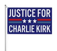 Drapeau « Justice pour Charlie Kirk » double face, durable, résistant à la décoloration, en polyester 300D, pour extérieur, 3 x 5 pieds, 3 plis