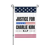 Drapeau Justice pour Charlie Kirk Repose en paix Charlie Hero Drapeaux de jardin 12 * 18 po Bannière double face Sans mât