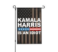Drapeau « Kamala Harris est une idiote » 30 x 45 cm - Drapeaux de jardin humoristiques anti-Kamala Harris pour l'extérieur - Panneaux de jardin double face en toile de jute