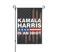 Drapeau « Kamala Harris est une idiote » 32 x 46 cm (12,5 x 18 pouces) - Décoration de jardin humoristique anti-Kamala Harris - Panneaux de jardin double face