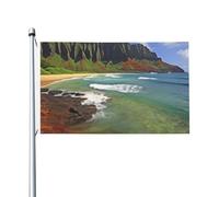 Drapeau Kauai Hawaii Seashore Drapeau Militaire 2 Œillets Métalliques Renforcé Avec Bannière À Œillets, Pour Les Bureaux, Jardin, Les Défilés, 90x150cm