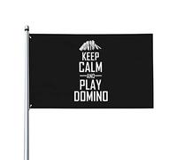 Drapeau « Keep Calm And Play Domino » Couleurs vives Résistant aux UV Parfait pour la décoration intérieure et extérieure Bannière en polyester simple face de 3 x 5 pieds avec œillets en laiton