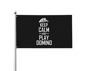 Drapeau « Keep Calm And Play Domino » Couleurs vives Résistant aux UV Parfait pour la décoration intérieure et extérieure Bannière en polyester simple face de 3 x 5 pieds avec œillets en laiton