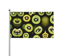 Drapeau kiwi vert. Drapeau de jardin extérieur 0,9 x 1,5 m, bannière en polyester imprimé vif, facile à accrocher pour terrasse, fête, camping.