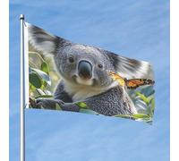 Drapeau koala et papillon, 6 x 0,9 m, double face, ne se décolore pas, drapeau de jardin, drapeau de cour avec bannière extérieure en laiton pour décoration de cour, porche, pelouse