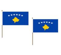 Drapeau Kosovo 45x30cm HAMPE en bois - LOT DE 10 Drapeaux kosovard 30 x 45 cm - AZ FLAG