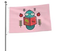 Drapeau La Chenille Qui Aime Lire Des Livres Grand Drapeau Lavable Imprimé Bannière À Œillets, Pour Balcon, D'Intérieur, Jardin, 90x150cm