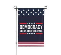 Drapeau « La démocratie a besoin de votre courage » double face pour l'extérieur, style champêtre, pour jardin