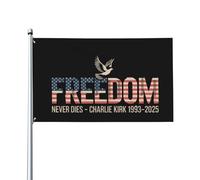 Drapeau « La Liberté Ne Meurt Jamais » Charlie Kirk 1993-2025 pour chambre d'adolescent, drapeaux drôles recto verso,