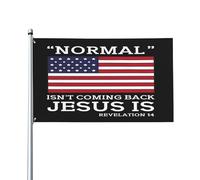 Drapeau « La normalité ne revient pas » Jésus est 3 x 5 - Bannière chrétienne de la fin des temps pour jardin ou affichage extérieur