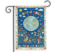 Drapeau La paix sur Terre Un monde où tous les extérieure 30x45cm | pelouse drapeaux drôle Bannière pour Festival Décoration Balcon Patio